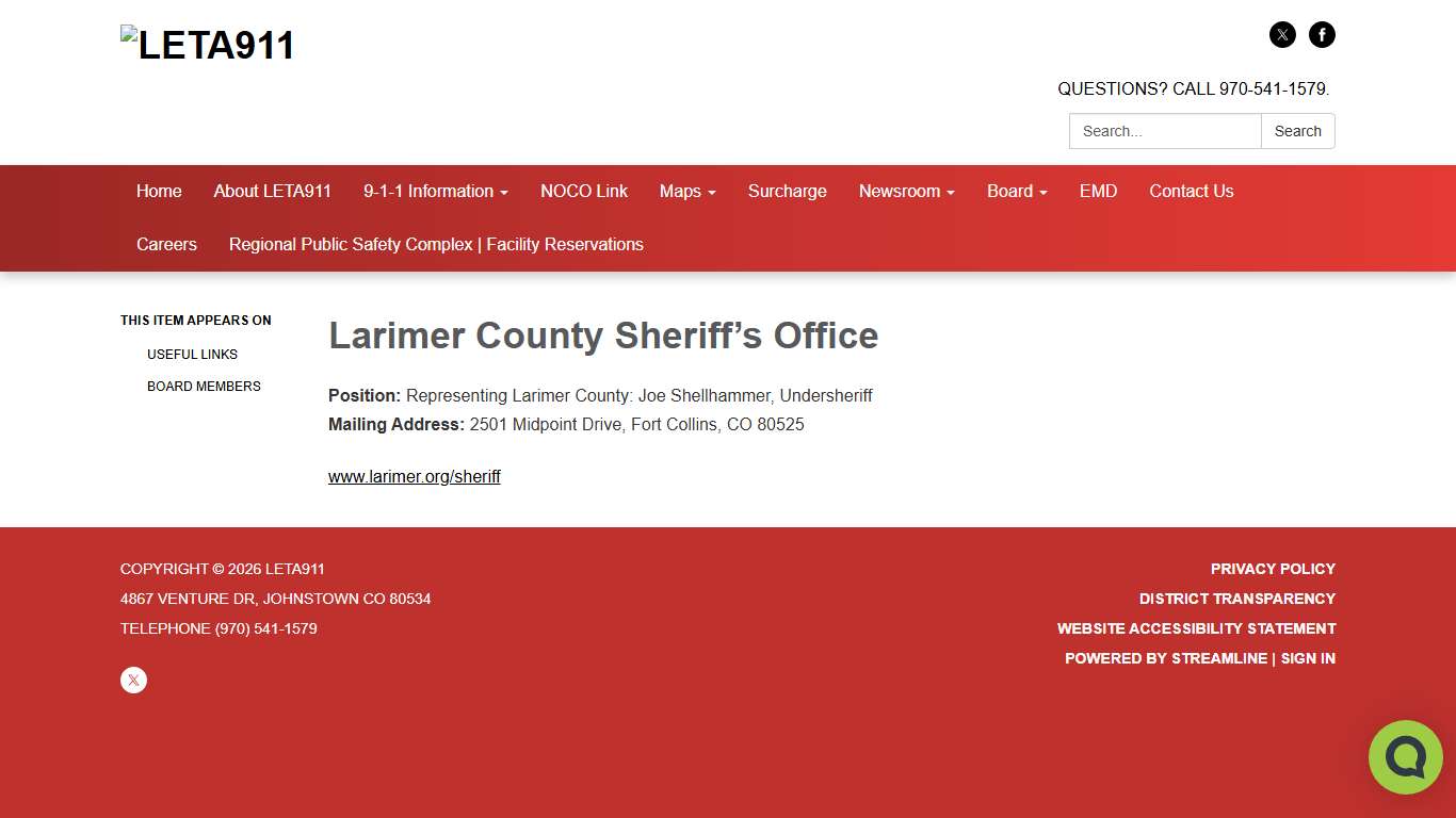 Larimer County Sheriff’s Office - LETA911